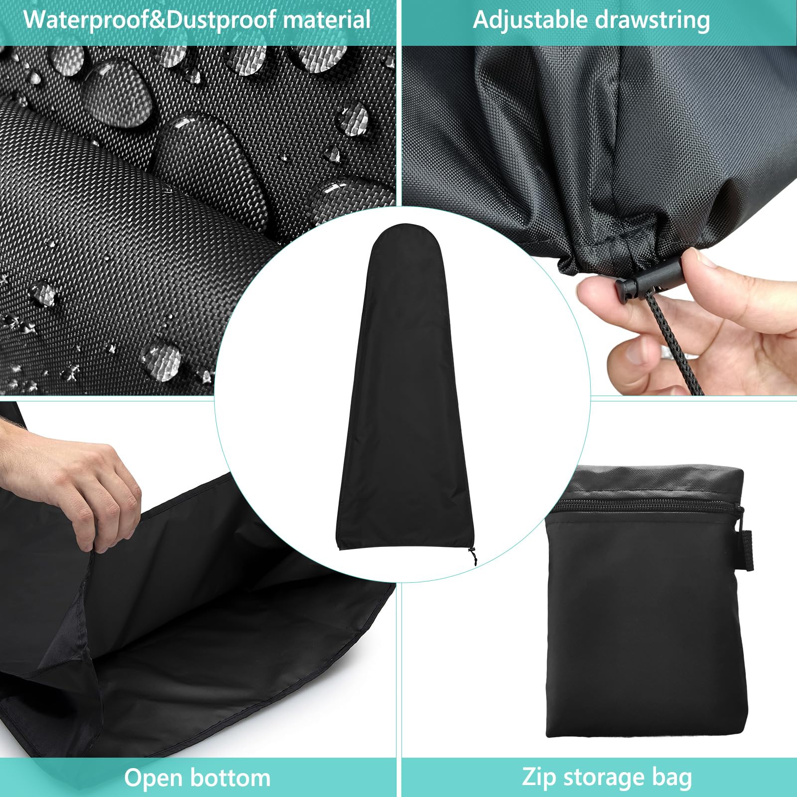 Gasadar Guitar Dust Cover Storage Bag for Acoustic Electric and Bass Guitars from Sun Dust Dirt UV Rays Waterproof and Durable Oxford Fabrics 17" L x 5" W x 43" H Black - Image 4