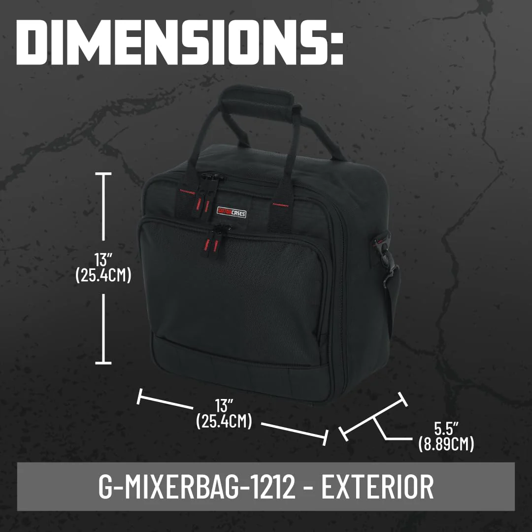 Gator Cases Padded Nylon Mixer/Gear Carry Bag with Removable Strap, 12" x 12" x 5.5" (G-MIXERBAG-1212) Small Format 12"x 12"x 5.5" - Image 6