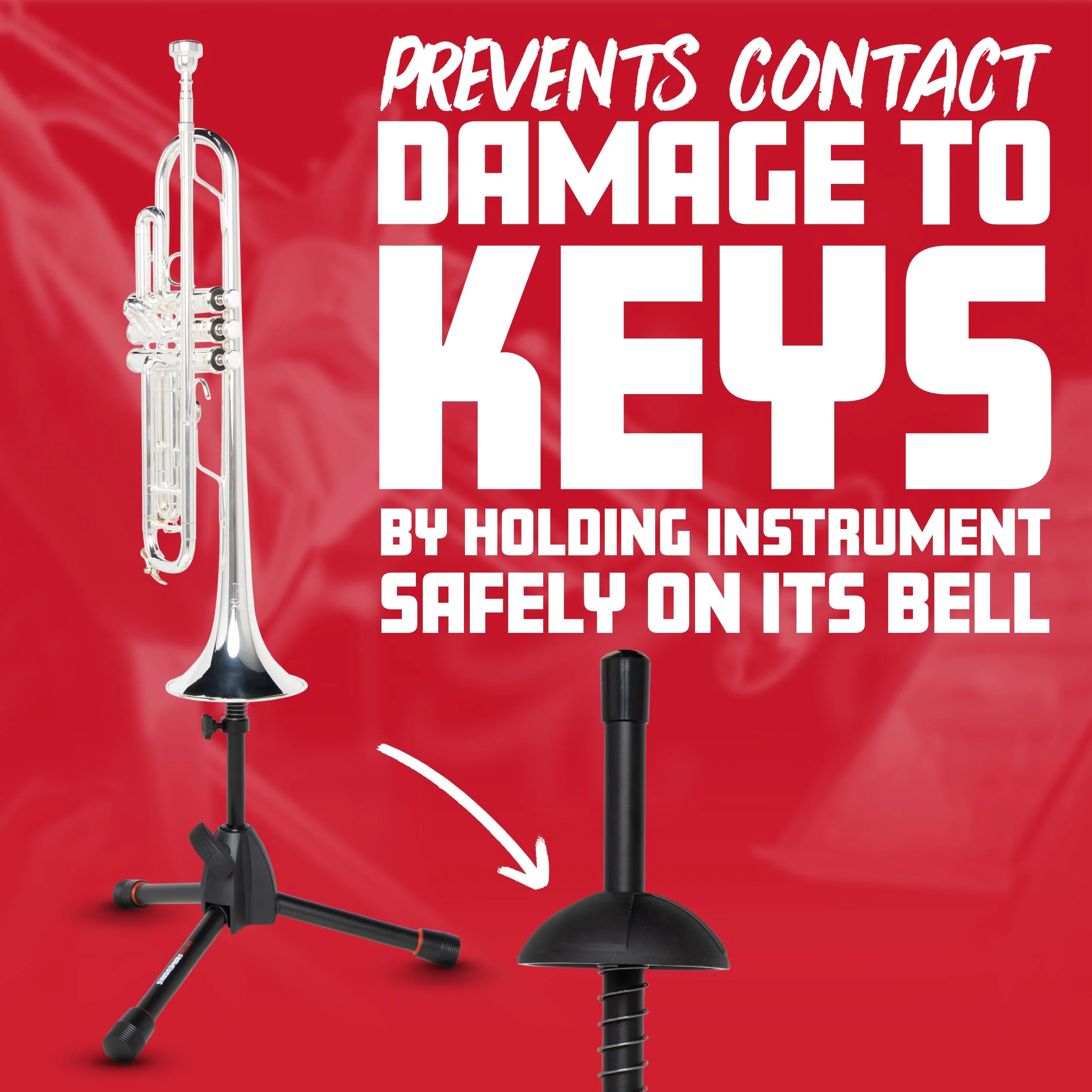 Gator Frameworks Tripod Style Stand for Standard-Sized Trumpets; (GFW-BNO-TRUMPET) Trumpet Stand - Image 3