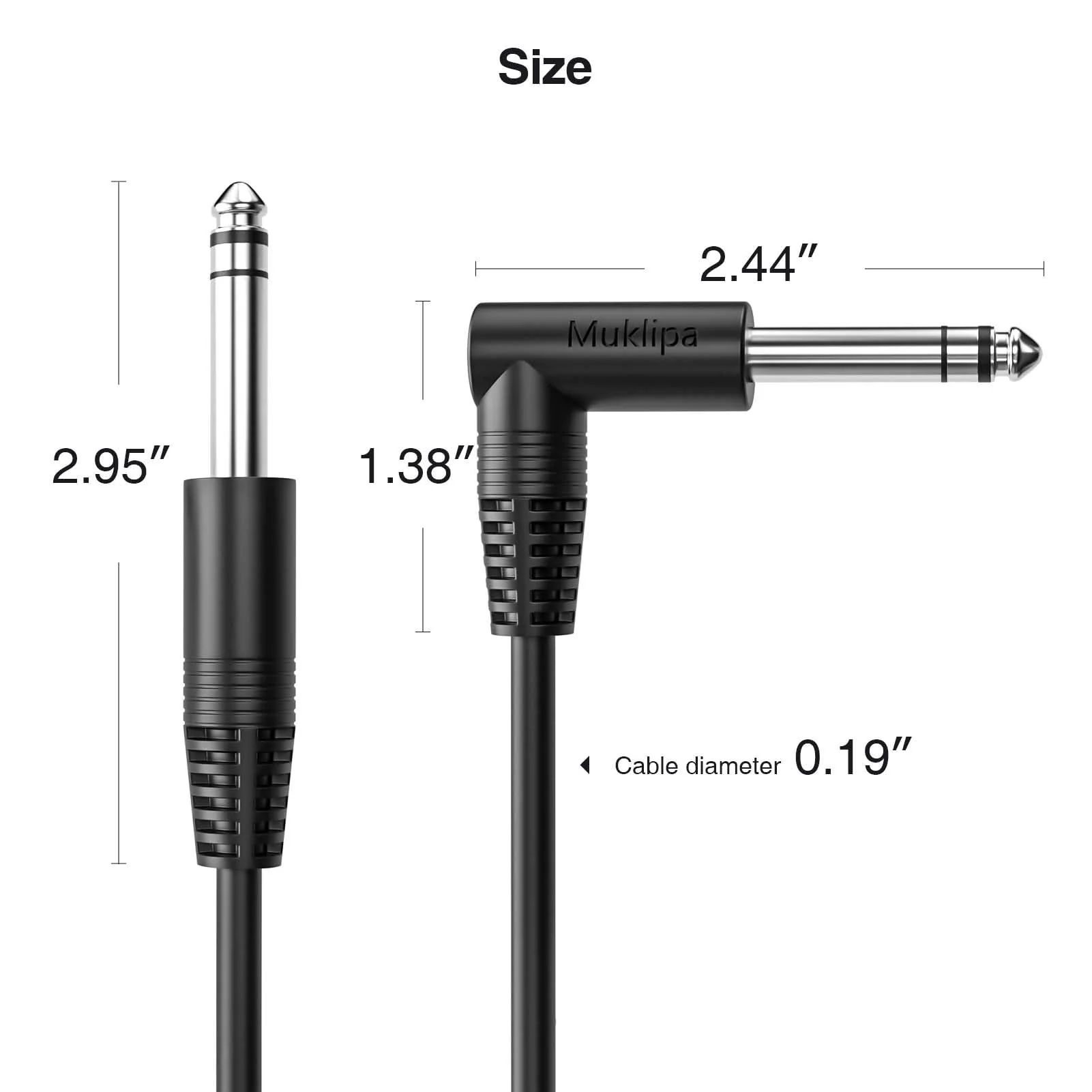 GC-BS2S 1/4 Inch Male Jack Stereo Audio Cord,6.35 Balanced Line Lead for Electric Guitar,Bass,Keyboard,Mixer,Amplifier/AMP,Speaker GC-BS2S (Right Angle-to-Straight, 15Feet(2Pack)) Right Angle-to-Straight 15Feet(2Pack) - Image 4