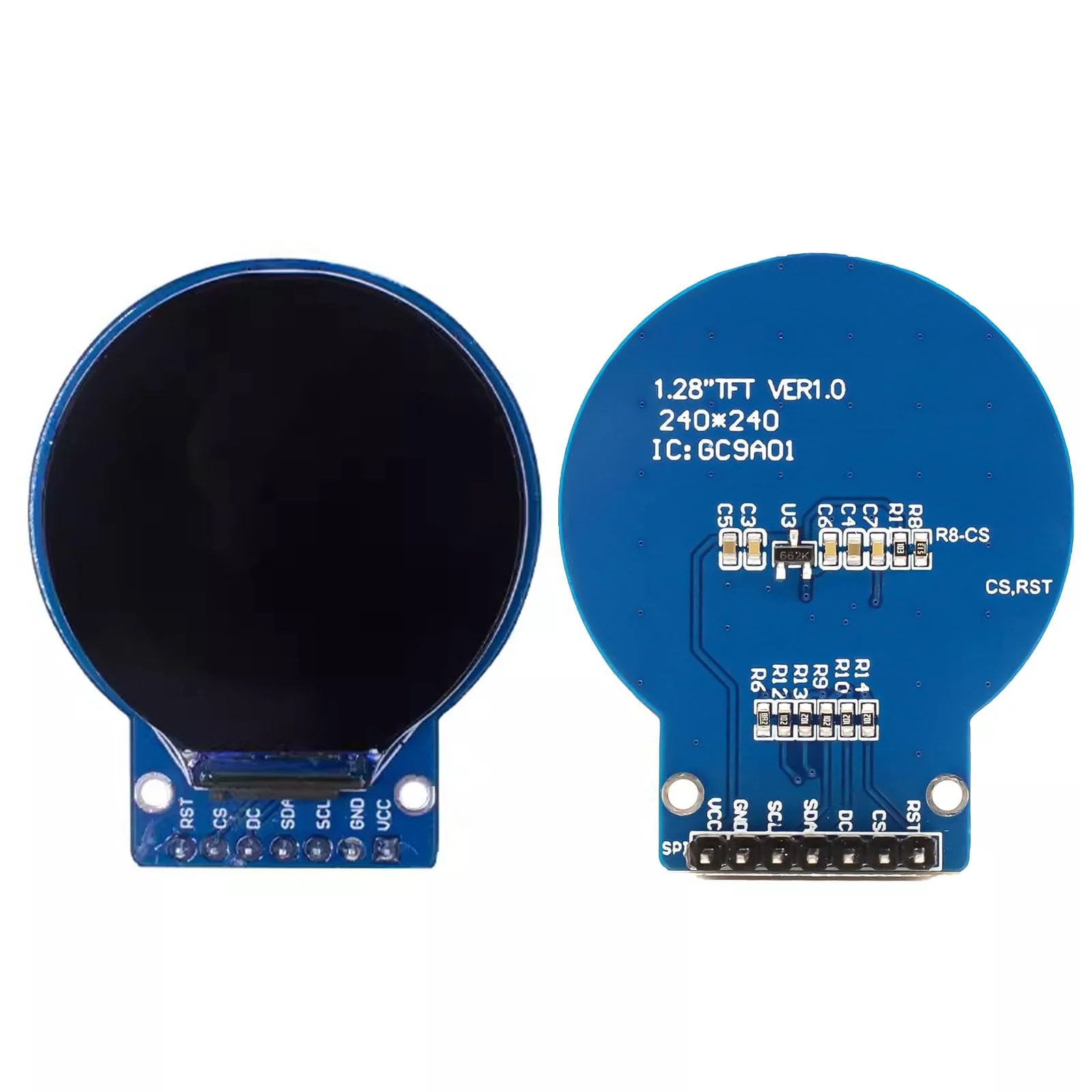 GC9A01 1.28 Inch Circular TFT Screen for Arduino RGB IPS HD 240 x 240 Resolution SPI Interface LCD Display Module for Display Devices, Real-time Monitoring and Instrument Display - Image 3