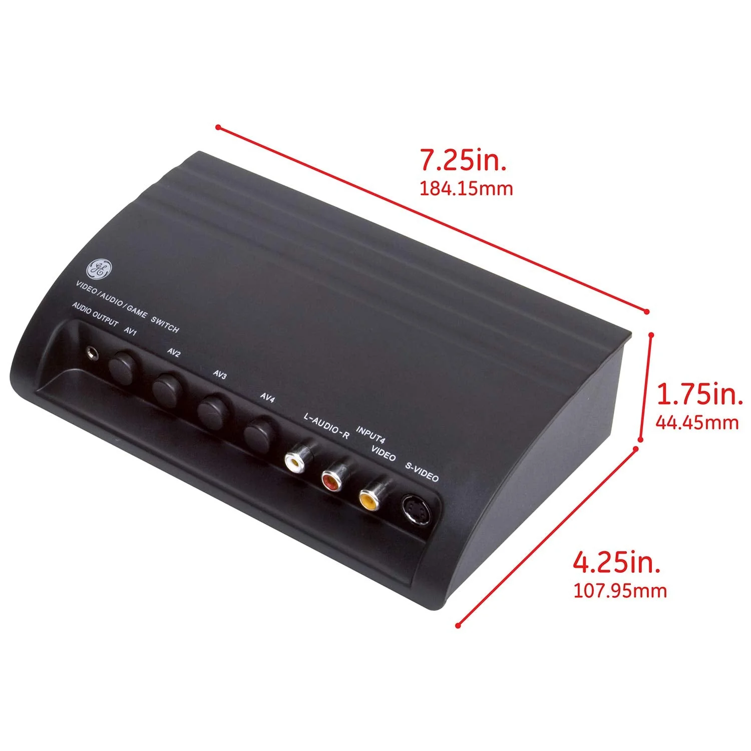 GE 4-Way RCA Switch AV Splitter Switch, for Connecting 4 RCA Output Devices to Your TV, S-Video Support, Audio/Video, Game Consoles, DVD, VCR, 38807 4 Way Splitter Switch - Image 4