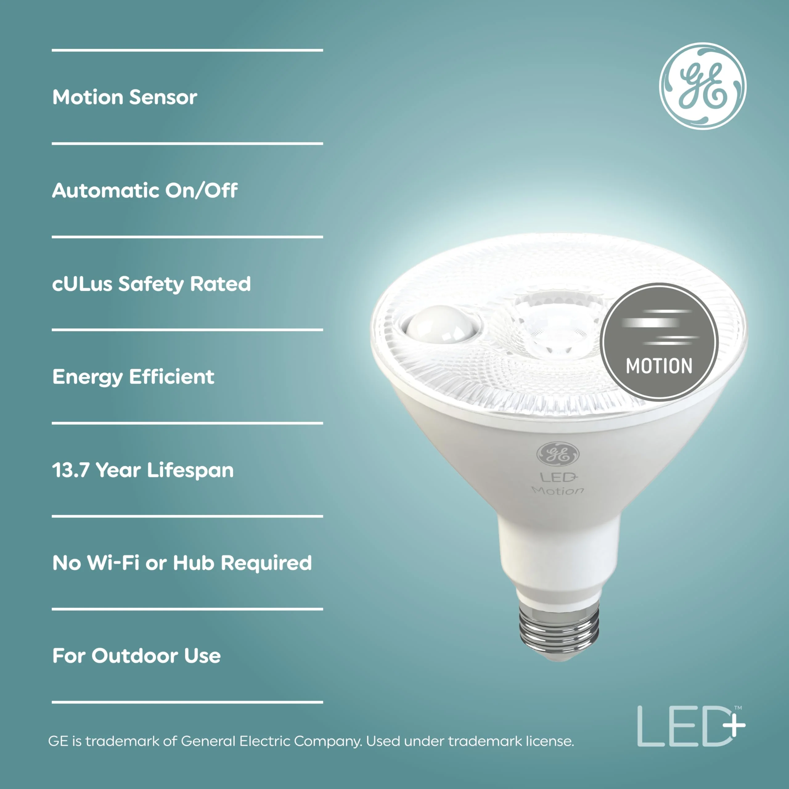 GE LED+ Motion Sensor LED Light Bulbs, 14W, PAR38 Outdoor Security Floodlights, Warm White, CAC (2 Pack) Pack of 2 (14W) - Image 2