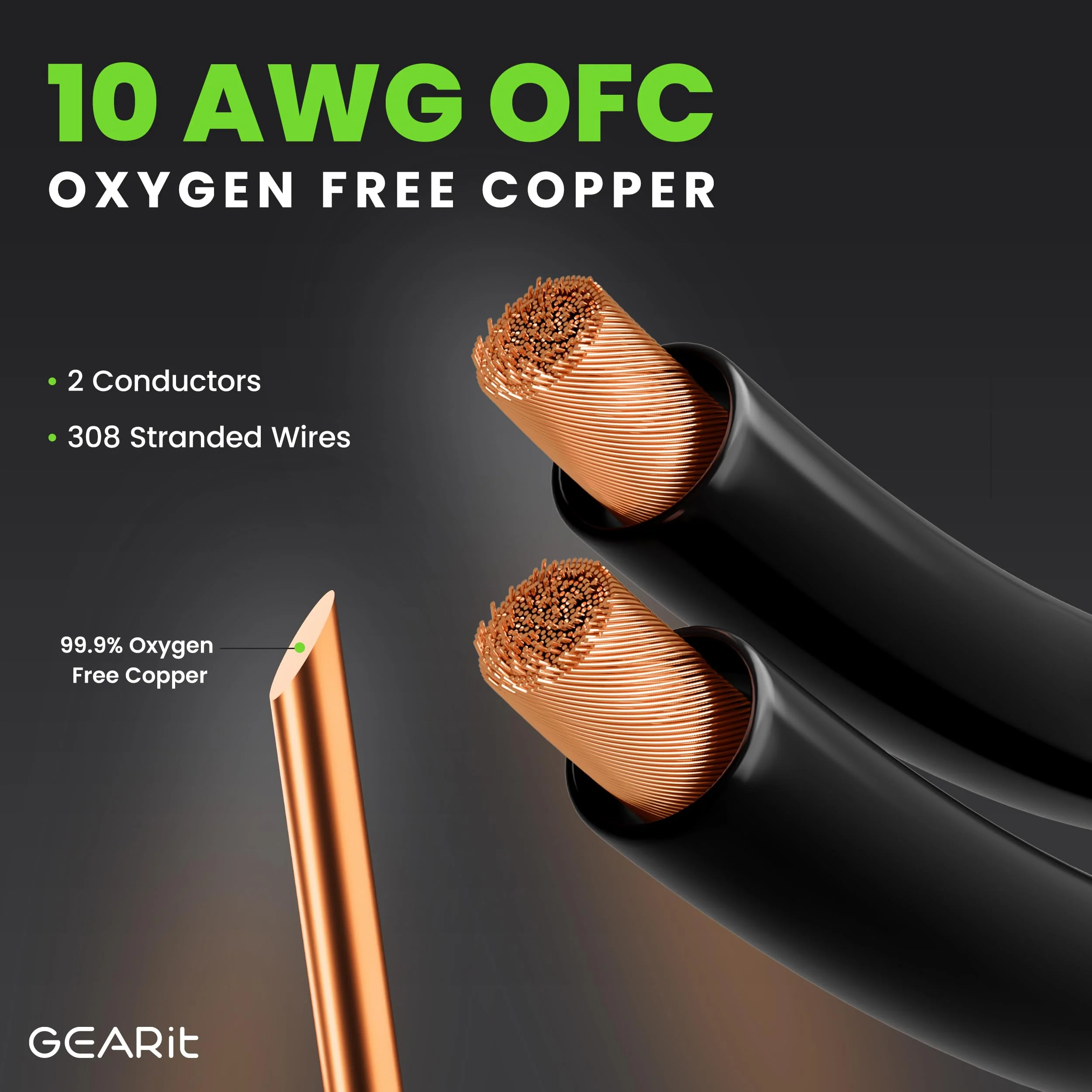 GearIT 10AWG Speaker Cable Wire with Gold-Plated Banana Tip Plugs (3 Feet) in-Wall CL2 Rated, Heavy Duty Braided, 99.9% Oxygen-Free Copper (OFC) - Black 3 Feet - Image 3