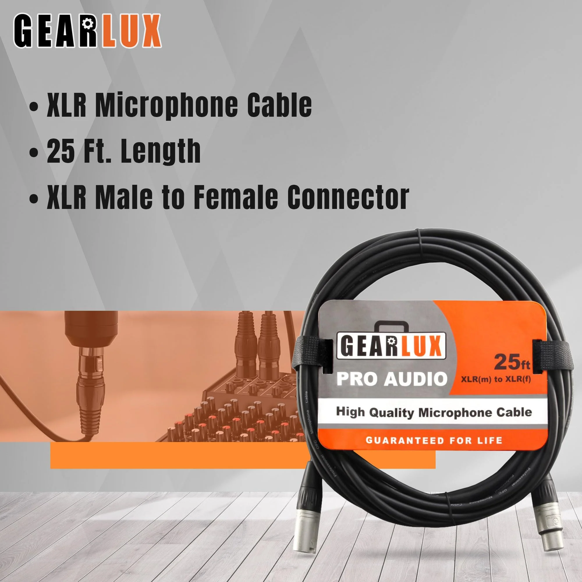 Gearlux XLR Microphone Cable, Fully Balanced, Male to Female, 25 Feet - 2 Pack 25 Ft - Image 2