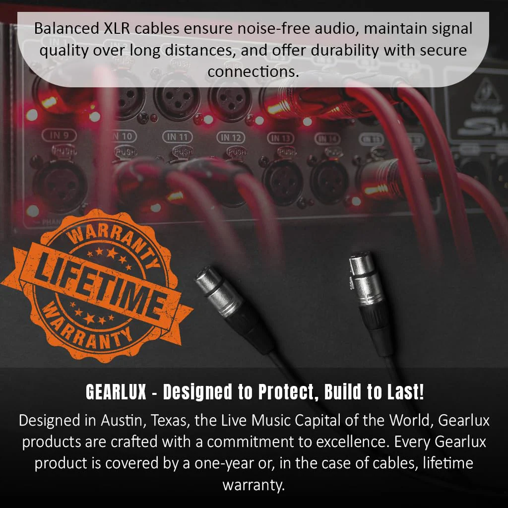 Gearlux XLR Microphone Cable, Fully Balanced, Male to Female, 25 Feet - 2 Pack 25 Ft - Image 7