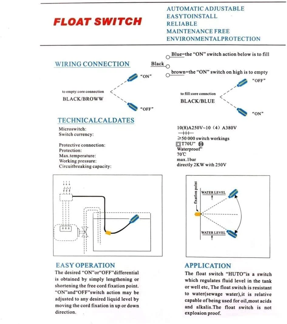 Gebildet 4M Cable Type Float Switch Cable Liquid Water Level Regulator Sensor Septic Tank Dirty Water Pump Water Tank - Image 6