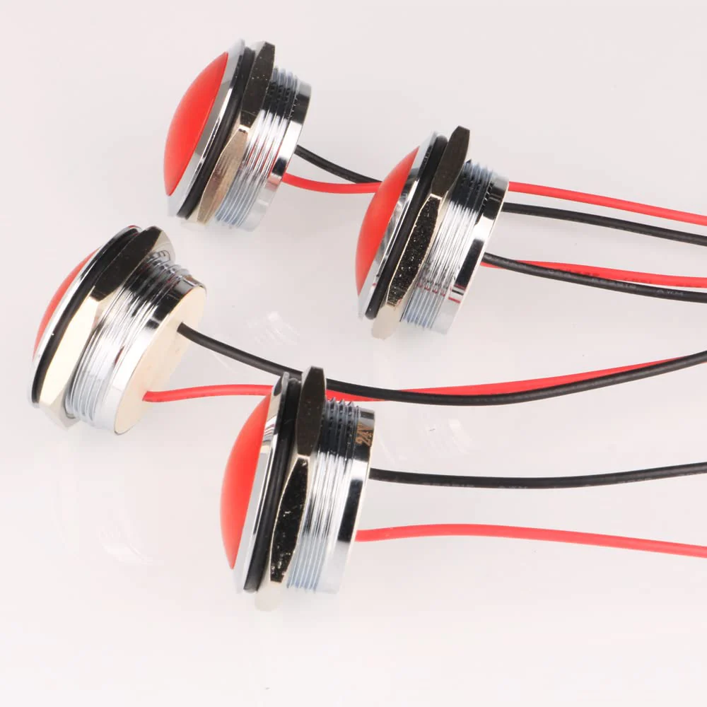 Gebildet 4pcs AC/DC 12-24V 20mA Energy Saving Indicator Metal Indicator Lamp Waterproof Signal Lamp Hole Size 22 mm Red LED (Spherical Surface Head) Red (Ac/Dc 12-24v) - Image 3