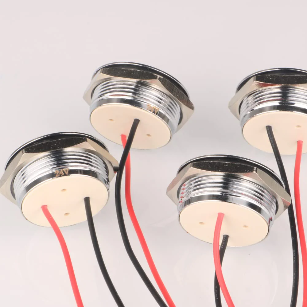 Gebildet 4pcs AC/DC 12-24V 20mA Energy Saving Indicator Metal Indicator Lamp Waterproof Signal Lamp Hole Size 22 mm Red LED (Spherical Surface Head) Red (Ac/Dc 12-24v) - Image 4