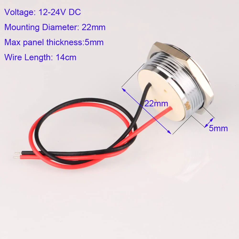 Gebildet 4pcs AC/DC 12-24V 20mA Energy Saving Indicator Metal Indicator Lamp Waterproof Signal Lamp Hole Size 22 mm Red LED (Spherical Surface Head) Red (Ac/Dc 12-24v) - Image 5