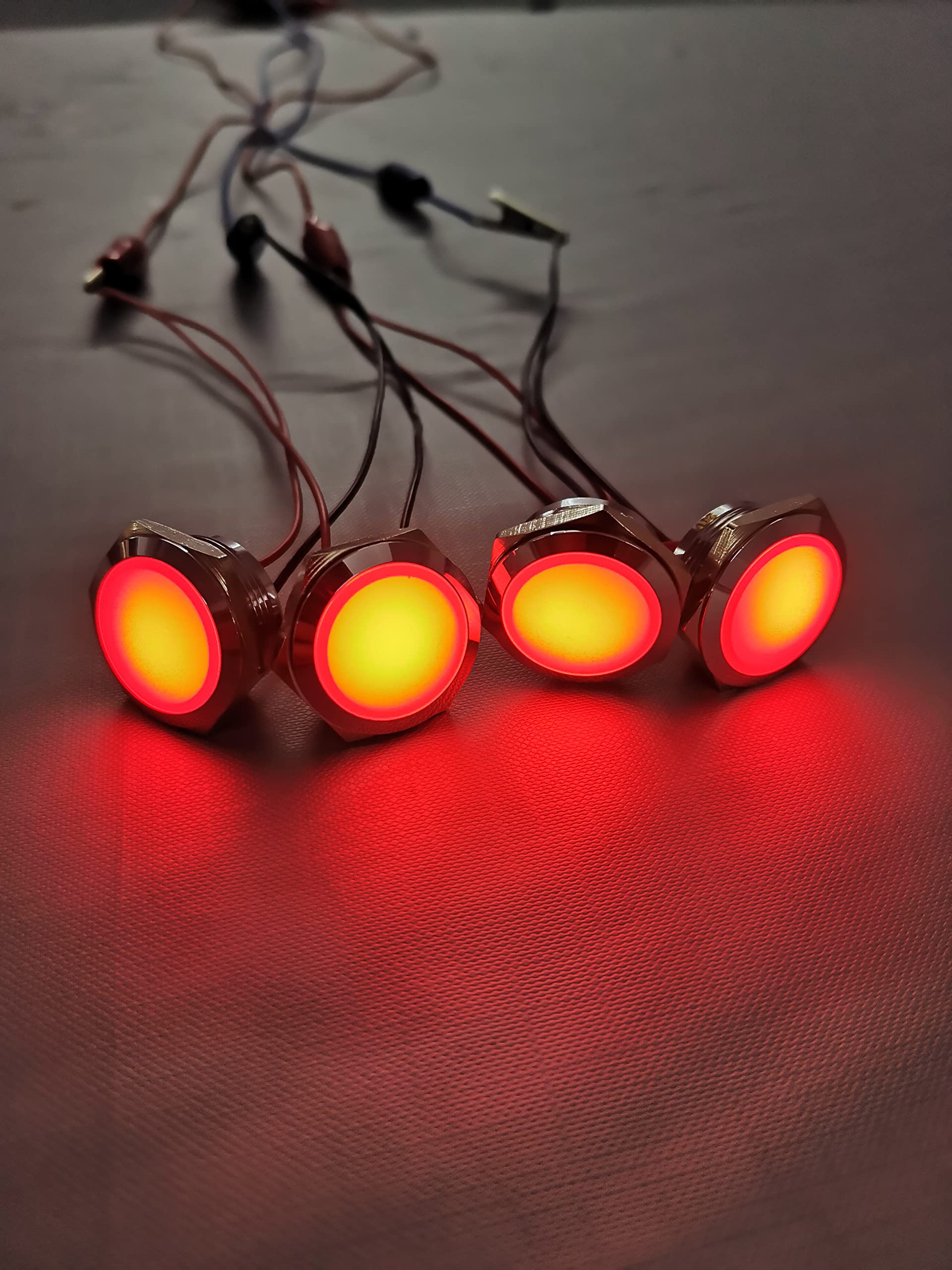 Gebildet 4pcs AC/DC 12-24V 20mA Energy Saving Indicator Metal Indicator Lamp Waterproof Signal Lamp Hole Size 22 mm Red LED (Spherical Surface Head) Red (Ac/Dc 12-24v) - Image 7