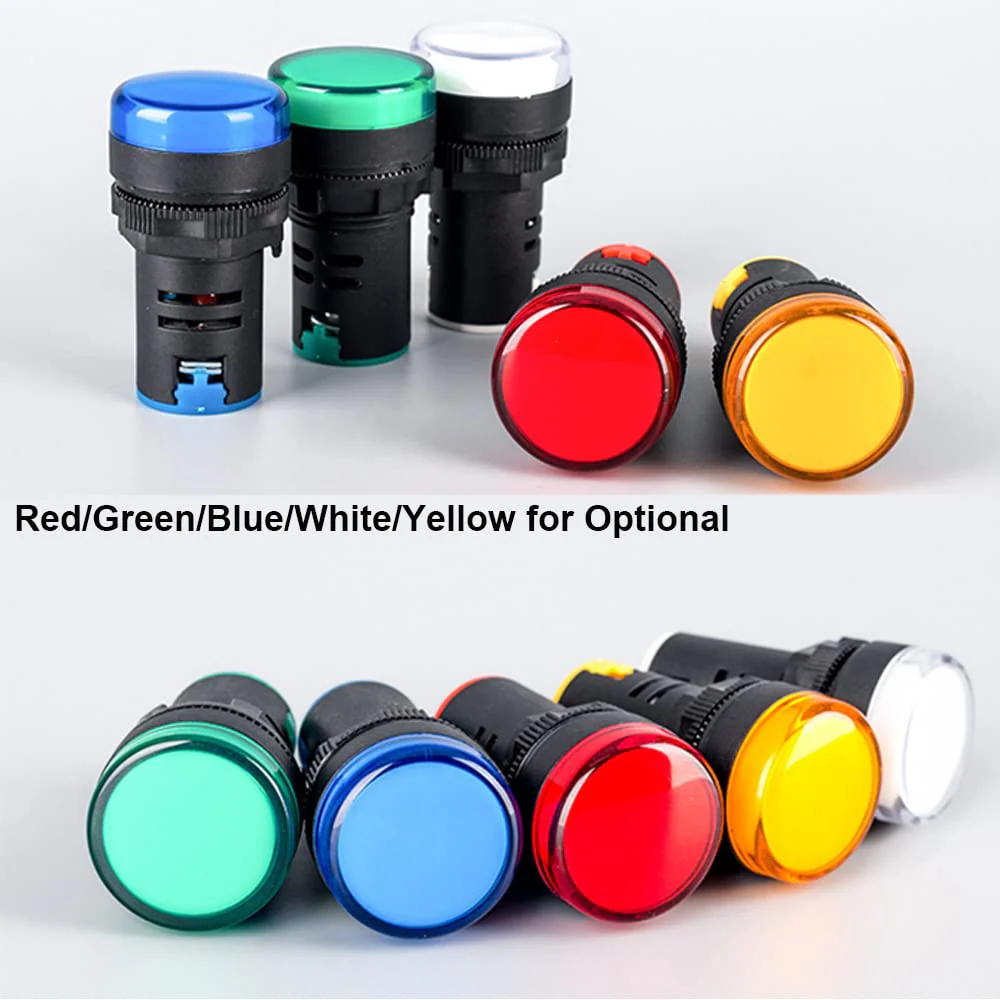 Gebildet Pack of 10 22 mm Indicator Light AC/DC 12-24 V LED Flush Panel Mount (Red/Green/Blue/Orange/White, Each Colour Pack of 2) Mix E594 - Image 2