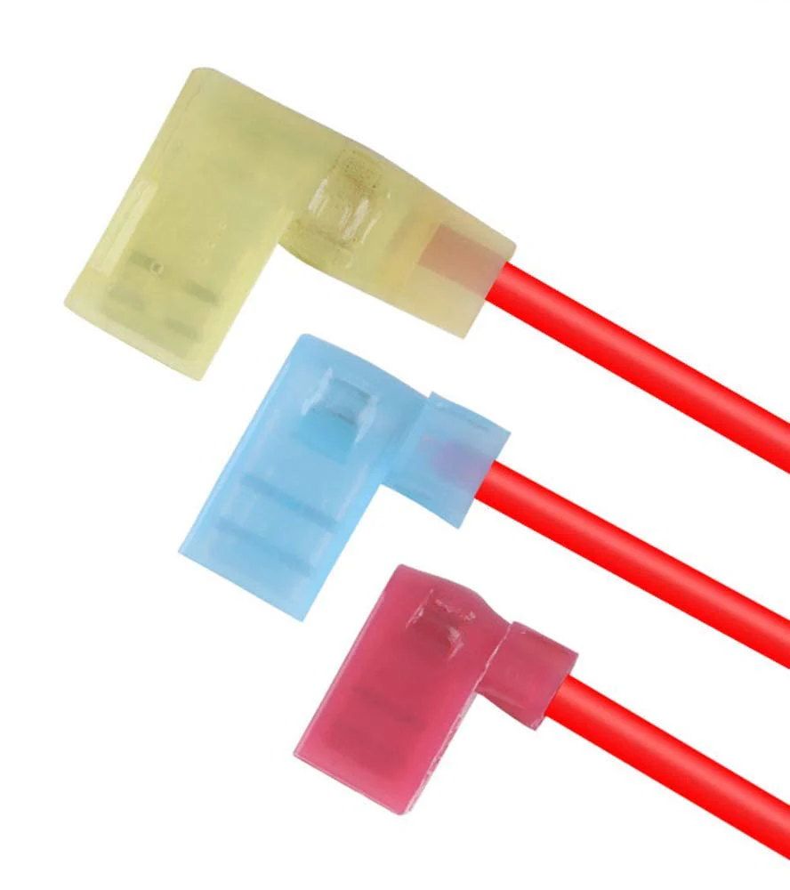 Gebildet Pack of 100 90 Degree Nylon Insulated Connectors, Fully Insulated Flag Female Quick Connectors, Flag Spade Crimp Connection Terminals Female 12-10 AWG/ 22-14 AWG (Red 40, Blue 40, Yellow 20) L Male - Image 6