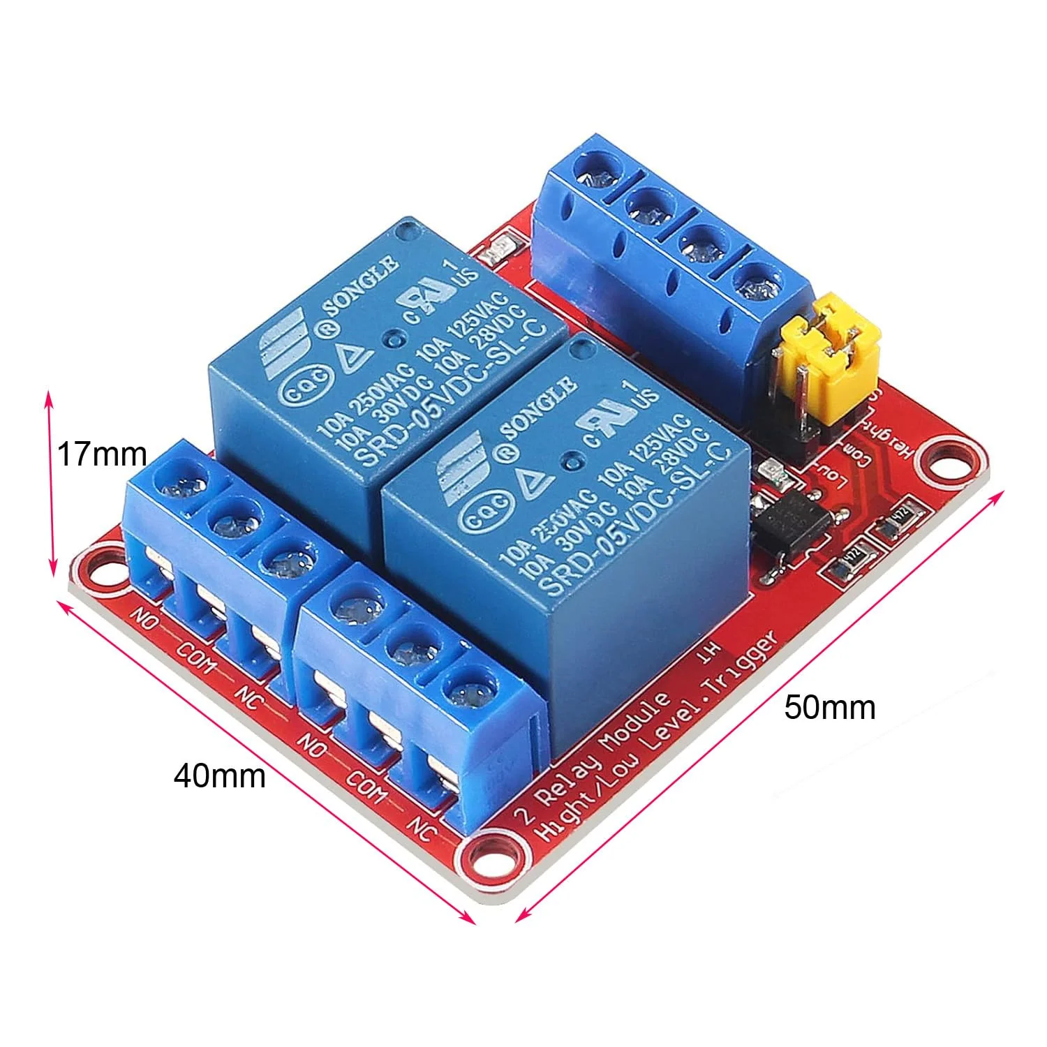 Gebildet Pack of 2 DC 5V 2 Channel Relay Module Boards Shield with Optocoupler Isolation, Supports High or Low Level Compatible Development Board Trigger 5 V 2-way - Image 5