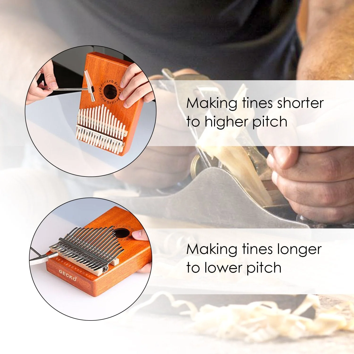 GECKO Kalimba 17 Keys Thumb Piano with Waterproof Protective Box, Tune Hammer and Study Instruction, Portable Mbira Sanza Finger Piano, Meditation Sound, Gift for Beginners and Professional - Image 8