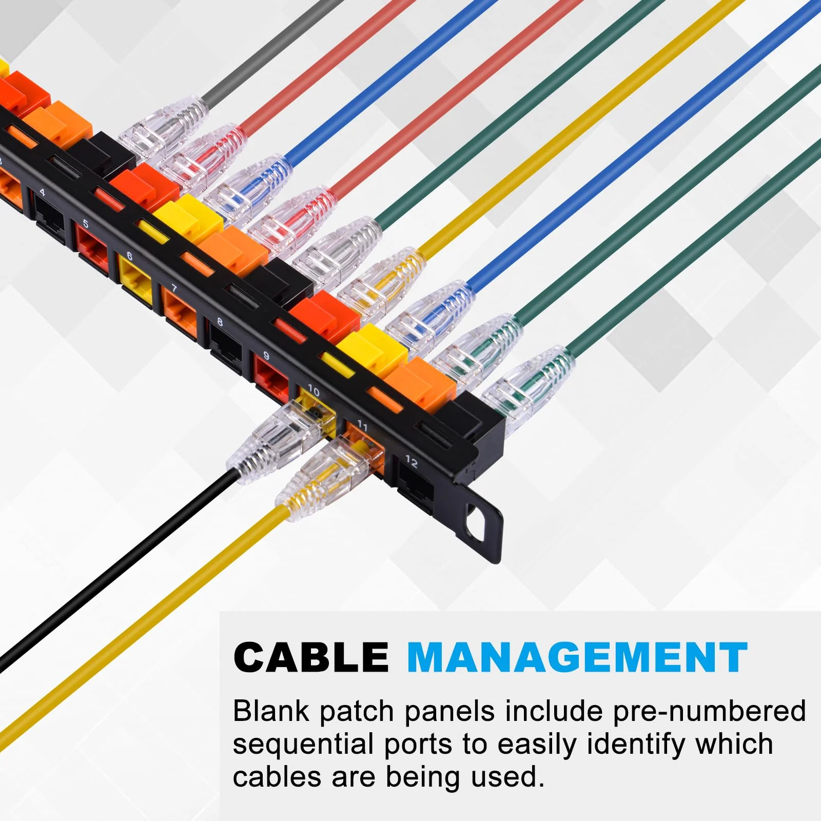 GeeekPi 10" 0.5U-12-Port Blank Keystone Patch Panel with Cat6 RJ45 Keystone Socket for DeskPi RackMate T0/T1/T2 Network Cabinets/Server Rack - Image 5