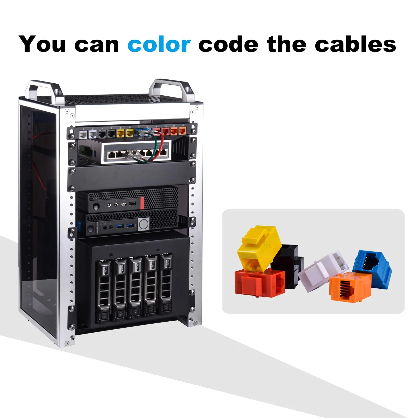 GeeekPi 12-Pack Cat6 RJ45 Keystone Jack Insert, Ethernet Keystone Jack for Patch Panel, Multicolor - Image 3