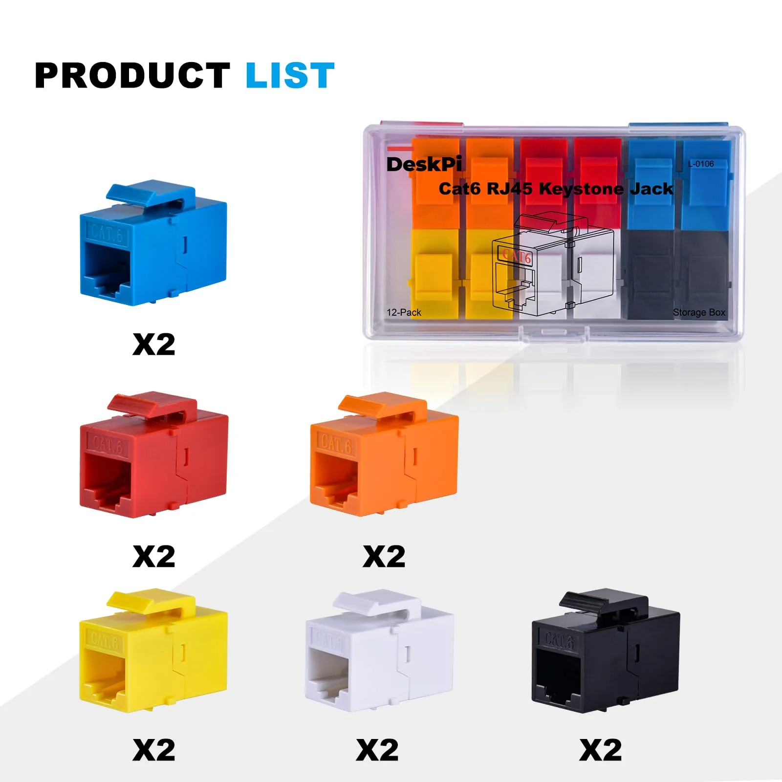 GeeekPi 12-Pack Cat6 RJ45 Keystone Jack Insert, Ethernet Keystone Jack for Patch Panel, Multicolor - Image 7