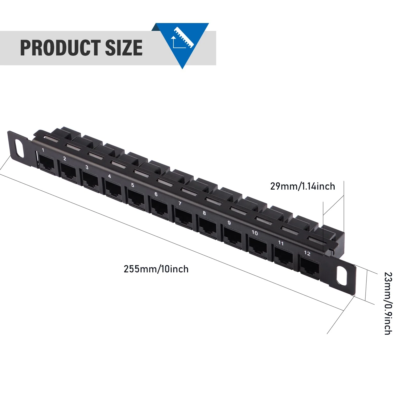 GeeekPi 12 Port Patch Panel, 0.5U CAT6 Network Patch Panel for DeskPi RackMate T1/T0/T2 Rackmount and 10 Inch Server Rack/Network Cabinet - Image 4