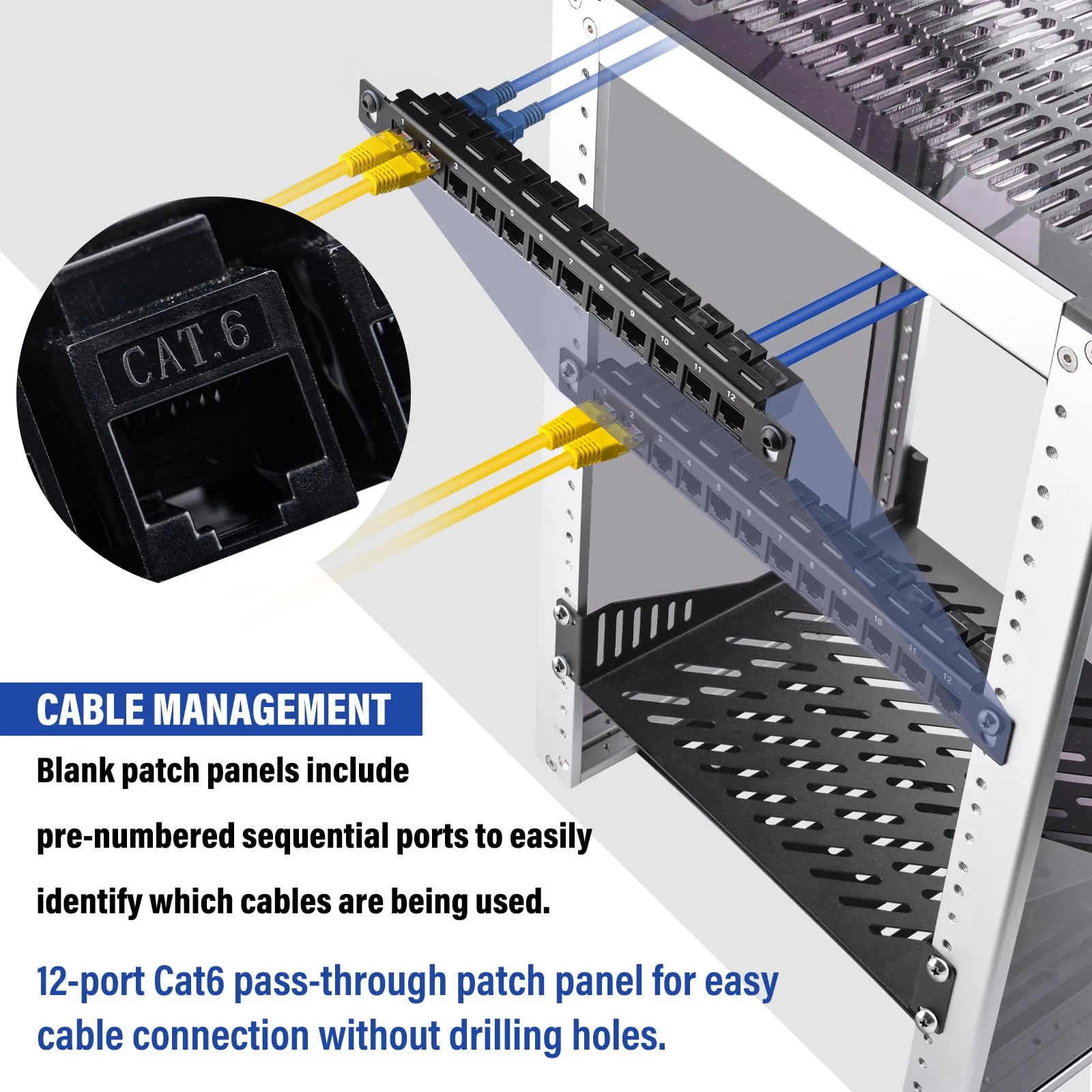 GeeekPi 12 Port Patch Panel, 0.5U CAT6 Network Patch Panel for DeskPi RackMate T1/T0/T2 Rackmount and 10 Inch Server Rack/Network Cabinet - Image 5