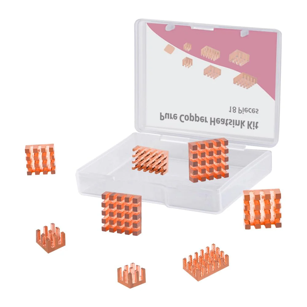 GeeekPi 18PCS Pure Copper Heatsinks for Raspberry Pi 5/4B, CPU Cooler with Thermal Conductive Adhesive Tape - Image 5