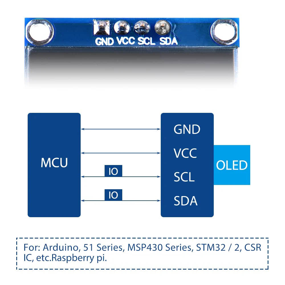 GeeekPi 2Pcs OLED Display Module I2C IIC 128X64 Pixel 0.96 Inch Display Module Yellow Blue Two-Color Display Compatible with Raspberry Pi Arduino 51 Series MCU STM32 R3 and Mega - Image 8