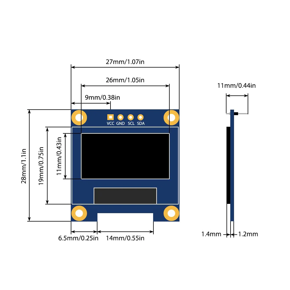 GeeekPi 2Pcs OLED Display Module I2C IIC 128X64 Pixel 0.96 Inch Display Module Yellow Blue Two-Color Display Compatible with Raspberry Pi Arduino 51 Series MCU STM32 R3 and Mega - Image 9