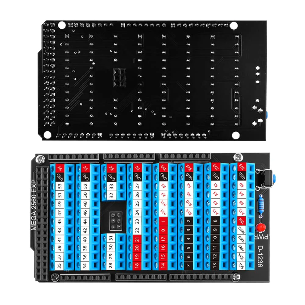 GeeekPi Mega 2560 R3 Terminal Block Breakout Board Hat with Reset Button and LED Indicator, GPIO Expansion Board Breakout Module for Arduino Mega 2560 R3 - Image 4