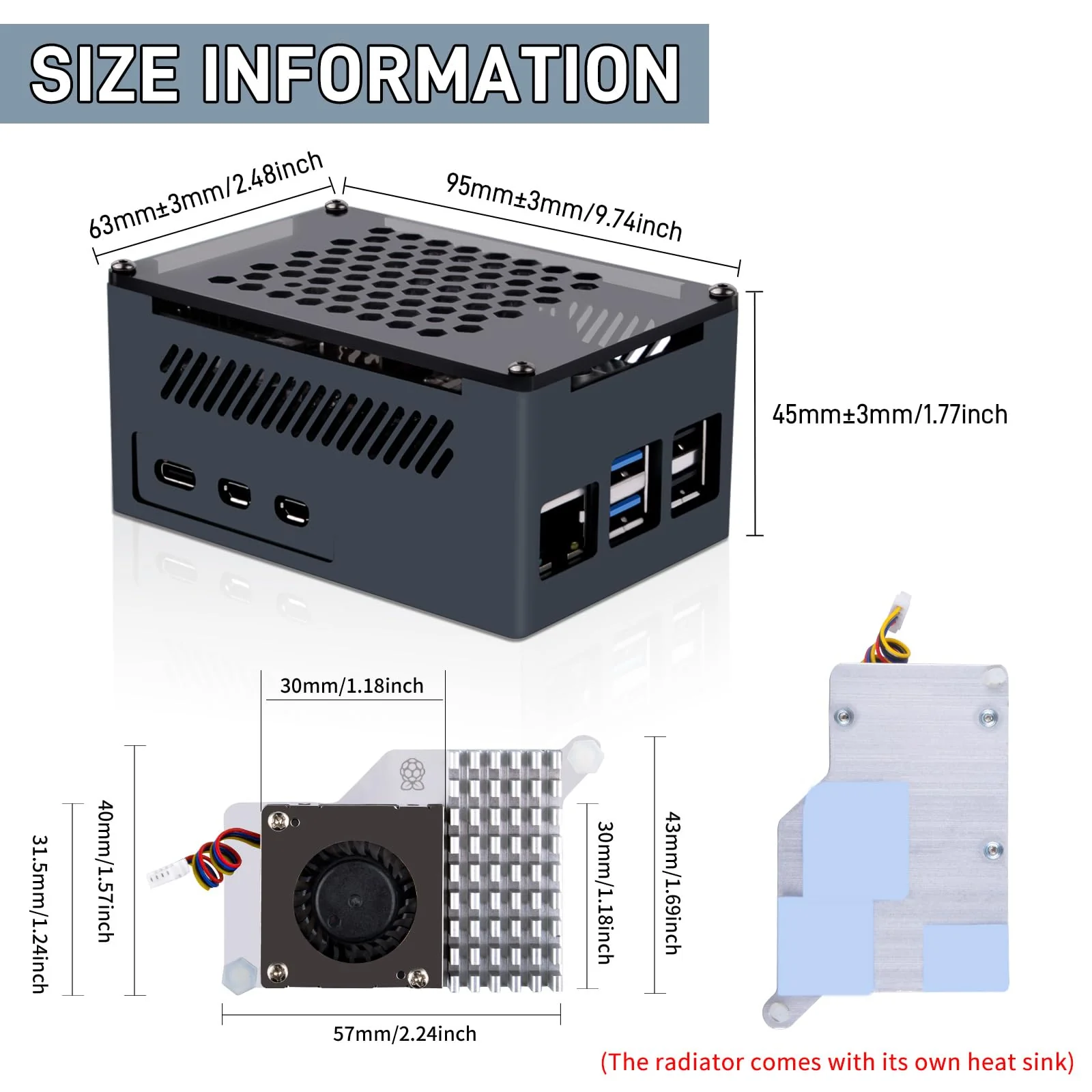 GeeekPi P33 M.2 NVME M-Key PoE+ Hat with Official Pi 5 Active Cooler and Aluminum Case for Raspberry Pi 5, Support M.2 NVMe SSDs 2230/2242/2260/2280 - Image 3