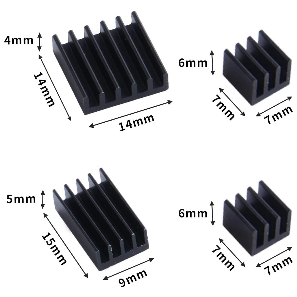 GeeekPi Pack of 8 Heatsinks for Raspberry Pi 4 Model B, Raspberry Pi Aluminium Heatsink with Heat-Conducting Tape for Raspberry Pi 4B (RPi Board is Not Included) (2 Pack) 2Packung - Image 3