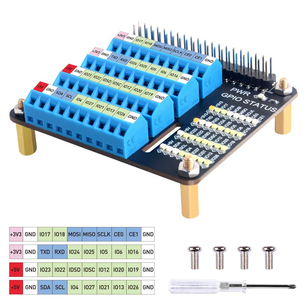 GeeekPi Raspberry Pi GPIO Screw Terminal Block Breakout Board HAT with GPIO Status LED, Raspberry Pi GPIO Expansion Board Breakout Module for Raspberry Pi 4B/3B+/3B/2B/B+/Pi Zero W/Pi Zero 2 W - Image 2