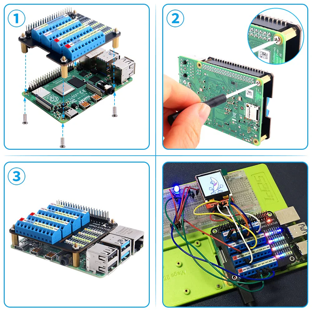 GeeekPi Raspberry Pi GPIO Screw Terminal Block Breakout Board HAT with GPIO Status LED, Raspberry Pi GPIO Expansion Board Breakout Module for Raspberry Pi 4B/3B+/3B/2B/B+/Pi Zero W/Pi Zero 2 W - Image 7