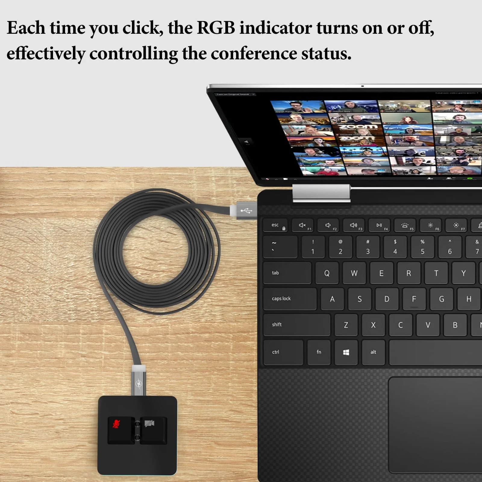 Geekria RGB Meeting Mute Controller Compatible with Windows Google Meet App, Mute/Unmute Mic Audio, Stop/Start Video, Mechanical Keyboard Buttons for Online Class, Conference (Black) - Image 5