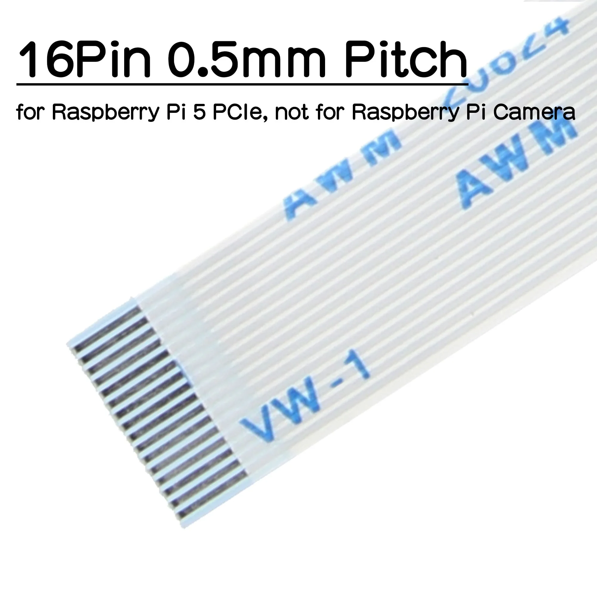 Geekworm 16Pin 0.5mm Pitch PCIe FFC Ribbon Cable Set 30mm/50mm/80mm for Raspberry Pi 5 & PCIe to NVMe SSD Adapter - Image 2