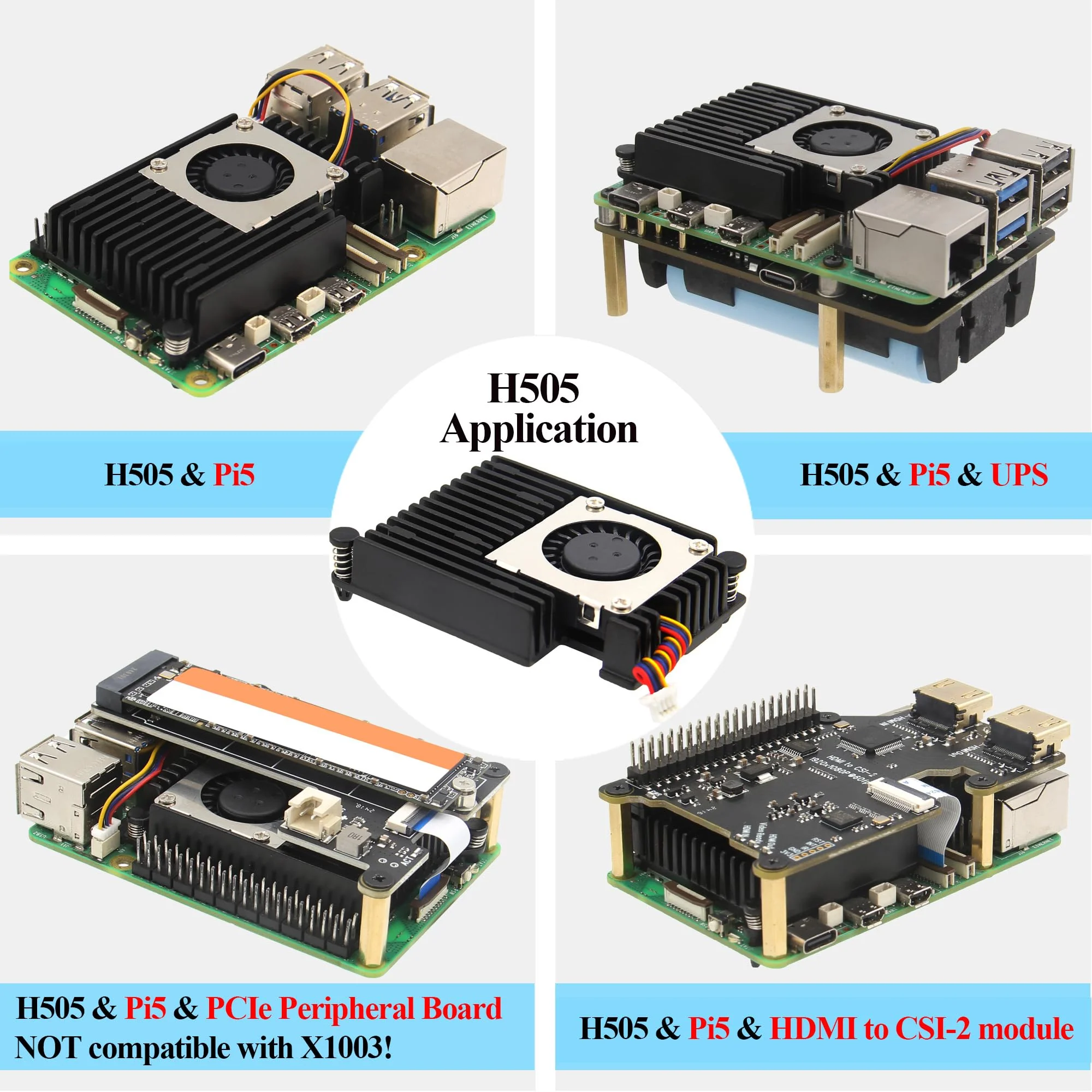Geekworm H505 Active Cooler Fan for Raspberry Pi 5, Aluminium Heatsink with Blower PWM Fan - Image 5