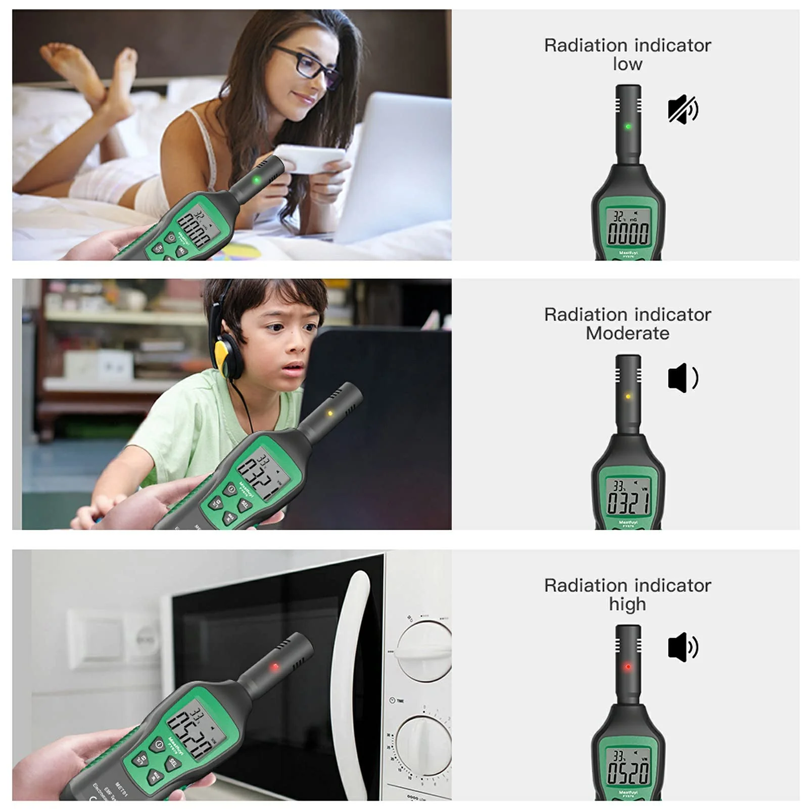 Geiger Counter, EMF Meter Radiation Detector 3 in 1 Digital Radiation Detector Rechargeable Digital Detector Mini EMF Detector with LCD Backlight for Home, Office, Outdoor - Image 5
