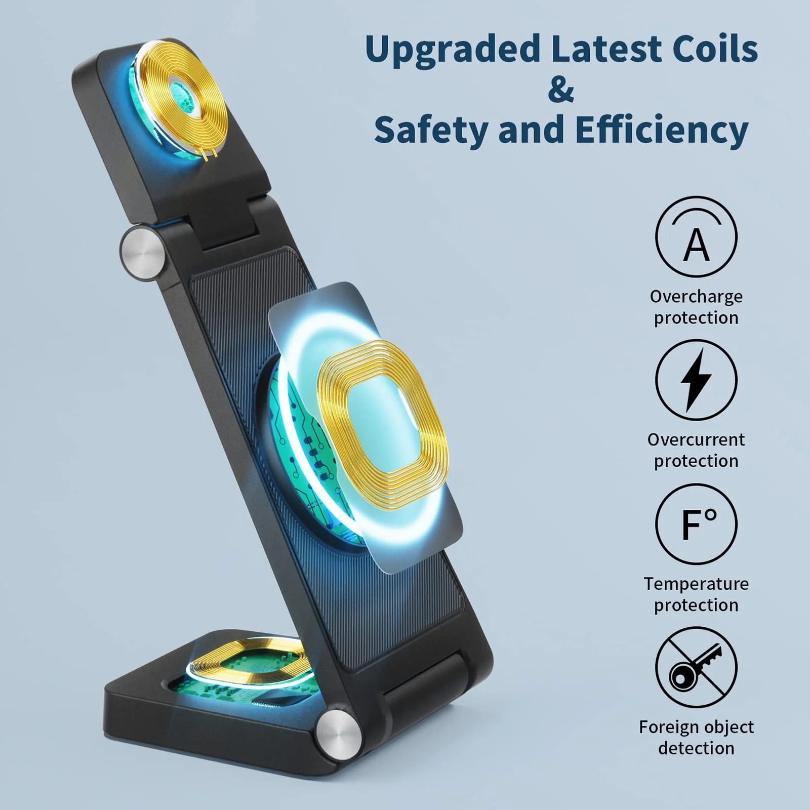 GEJIUCAI Magnetic Wireless Charger, 3 in 1 Fast Wireless Charging Station for Multiple Devices Apple Watch Ultra 8/7/6/5/4/3/2/SE,Compatible with iPhone 14/Pro/Max/Plus/13/12, AirPods 3/2/Pro/Pro2 Black - Image 4