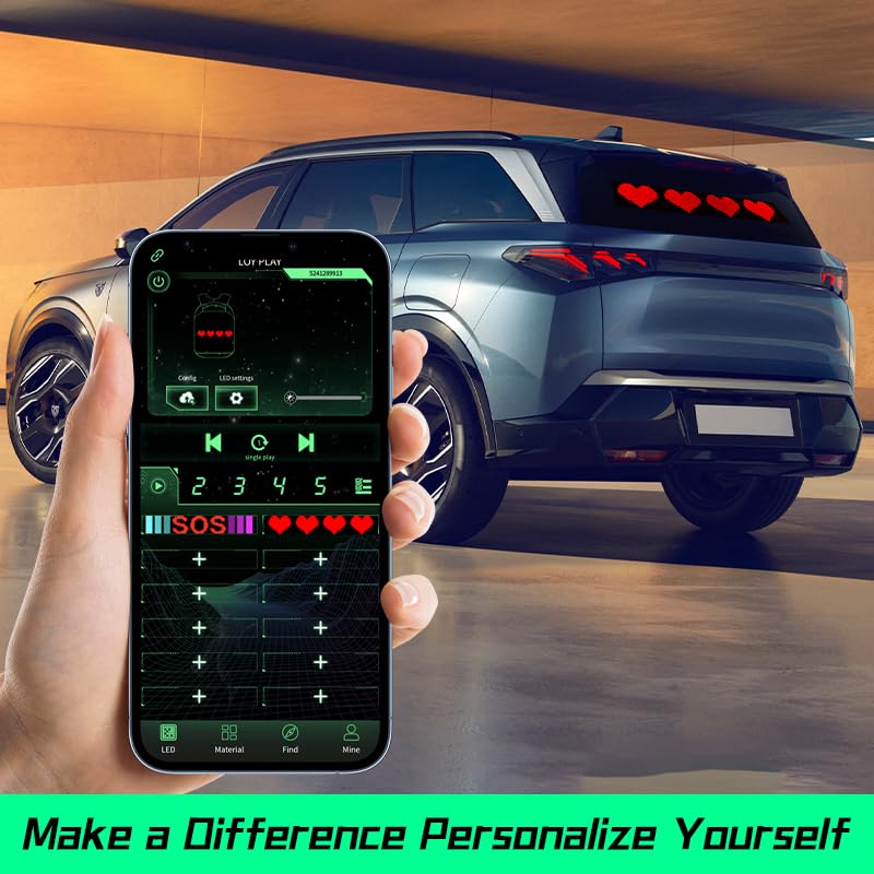 Gelrova Dynamic LED Devil Eye Lights, 23.6" x 4.7" Mega LED Car/Store Display, Jumbo Programmable Panel, USB-Powered, App/Remote Control, Custom Scrolling Text & GIFS for Trucks, Shops, Events 23.6" x 4.7" - Image 2