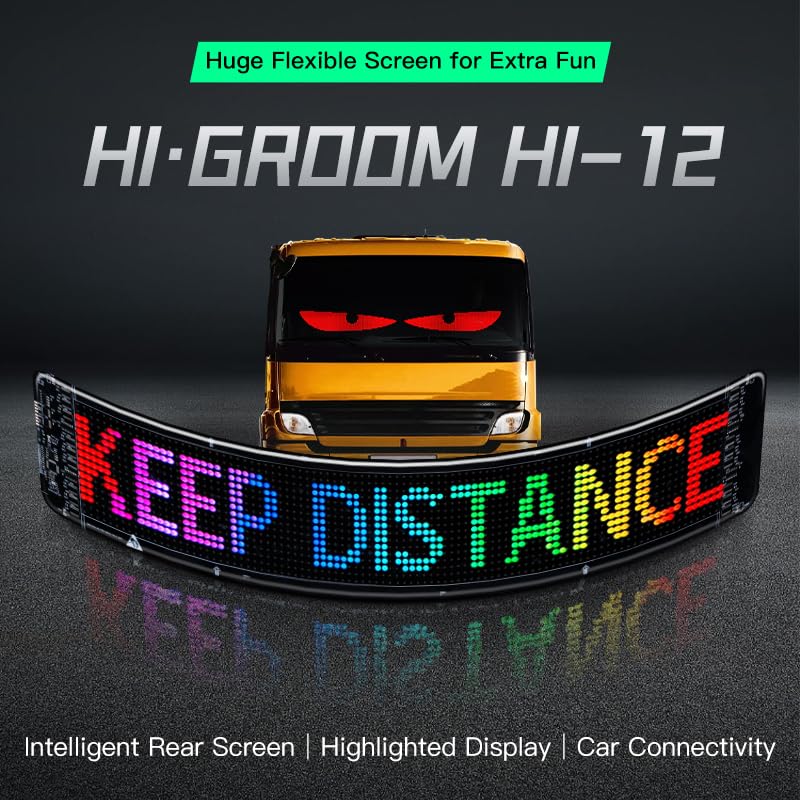 Gelrova Dynamic LED Devil Eye Lights, 23.6" x 4.7" Mega LED Car/Store Display, Jumbo Programmable Panel, USB-Powered, App/Remote Control, Custom Scrolling Text & GIFS for Trucks, Shops, Events 23.6" x 4.7" - Image 3