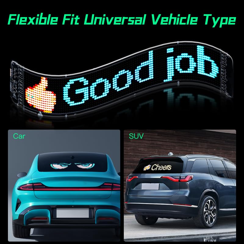 Gelrova Dynamic LED Devil Eye Lights, 23.6" x 4.7" Mega LED Car/Store Display, Jumbo Programmable Panel, USB-Powered, App/Remote Control, Custom Scrolling Text & GIFS for Trucks, Shops, Events 23.6" x 4.7" - Image 5