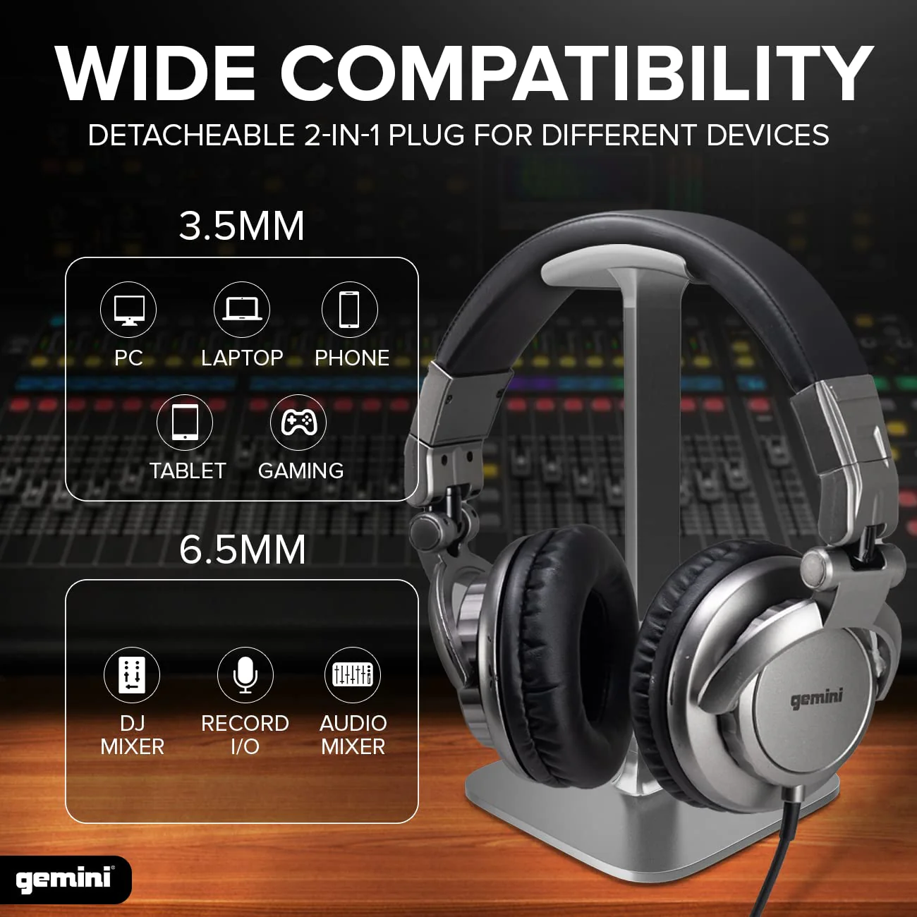 Gemini Sound DJX-500 Professional DJ Headphones, Over-Ear, Wired, 90°/180° Rotating Joints, 57mm Drivers, Padded Ear Cups - Ideal for Studio Monitoring - Image 2