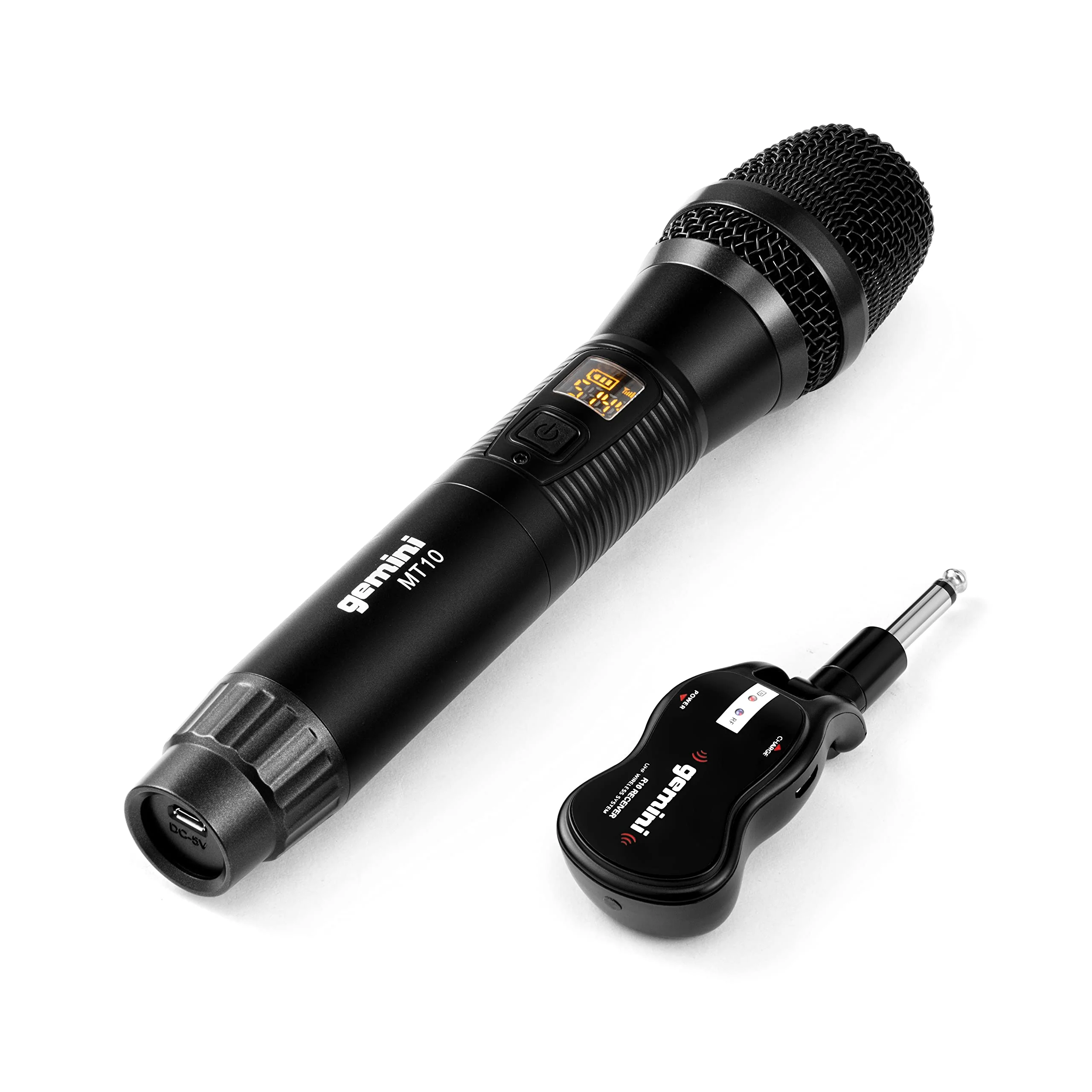 Gemini Wireless Microphone System UHF Handheld Rechargeable Cordless Mic with Receiver for Karaoke Singing DJ Performance PA Speaker Mixer 50M Range Plug Play (GMU-M100) Single Mic