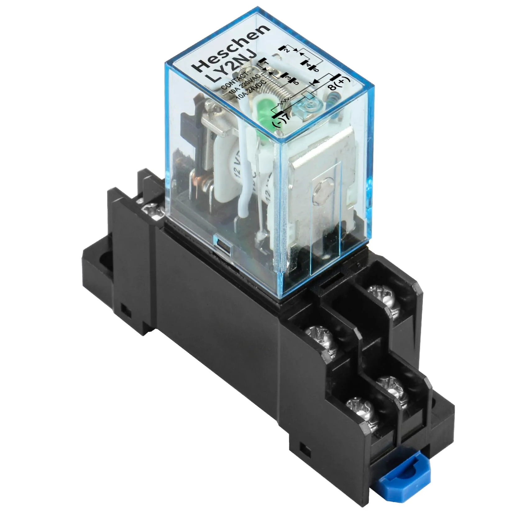 General Purpose Relay Module, Relay Switch, LY2NJ, 12VDC Coil, 10A 24VDC/220VAC, DPDT, LED Indicator, with Socket Base - Image 8