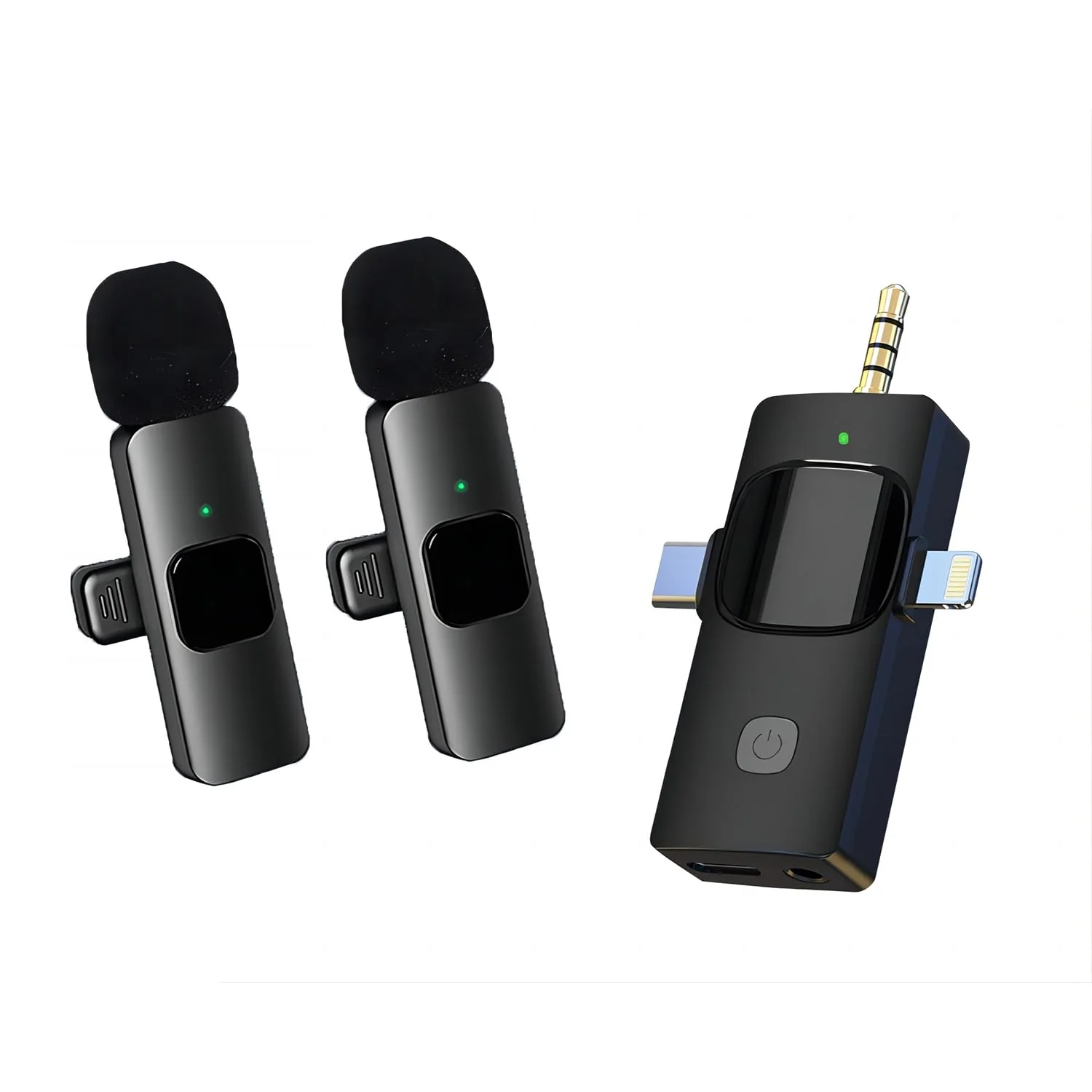 Generic K15 3 in 1 Wireless Lavalier Microphone for IPHONE/ANDROID/TABLET/Perfect for vlogging, podcasts, presentations, live performances, and professional recordings., Black - Image 3