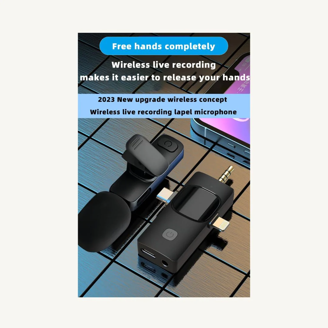 Generic K15 3 in 1 Wireless Lavalier Microphone for IPHONE/ANDROID/TABLET/Perfect for vlogging, podcasts, presentations, live performances, and professional recordings., Black - Image 5