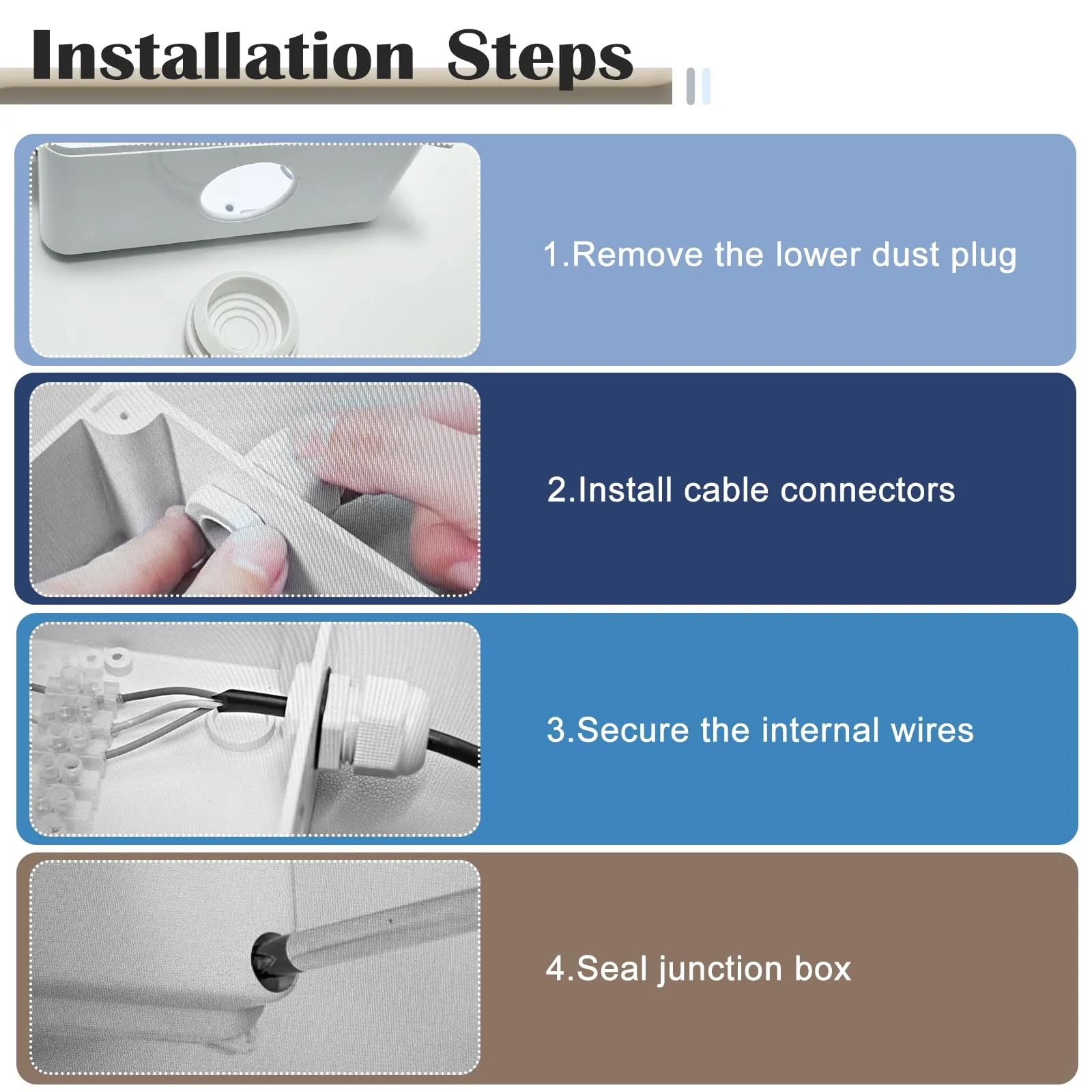 Gentpovth Pack of 2 Junction Boxes, Waterproof IP65, 100 mm x 100 mm x 70 mm, ABS Casing, Junction Box, Surface-Mounted, Distribution Box, Outdoor, Plastic Plug Screw Connection, Electrical Box - Image 5