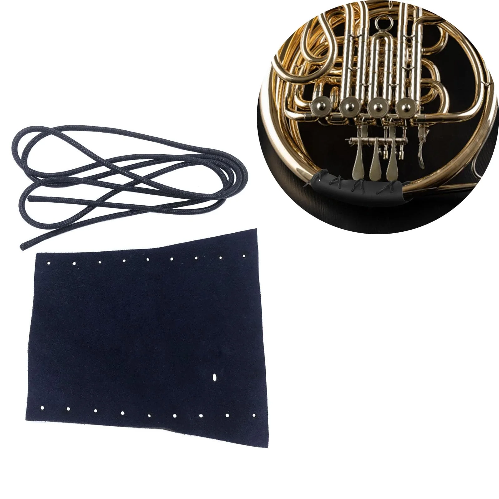 Genuine Leather French Horn Hand Guard Anti-skid DIY Rope Perforation Horn Guard Protector Accessories - Image 4