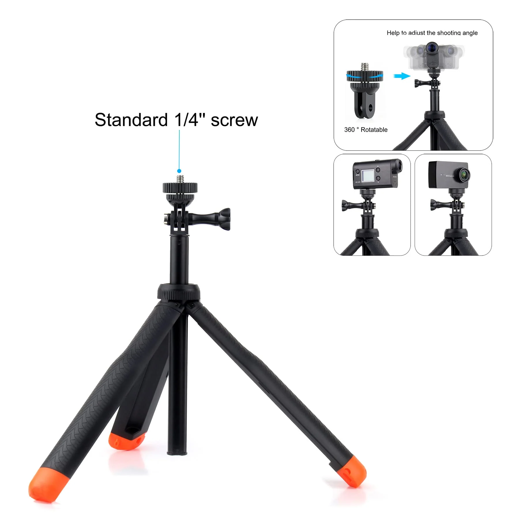 GEPULY Waterproof Telescopic Selfie Stick Floating Hand Grip Tripod for GoPro Hero 10 9 8 7 6 5 4 3 2, Fusion, Max, OSMO and Most Action Cameras - Features as Floating Pole, Hand Grip, Monopod, Tripod Floating Tripod Pole for Action Camera - Image 4