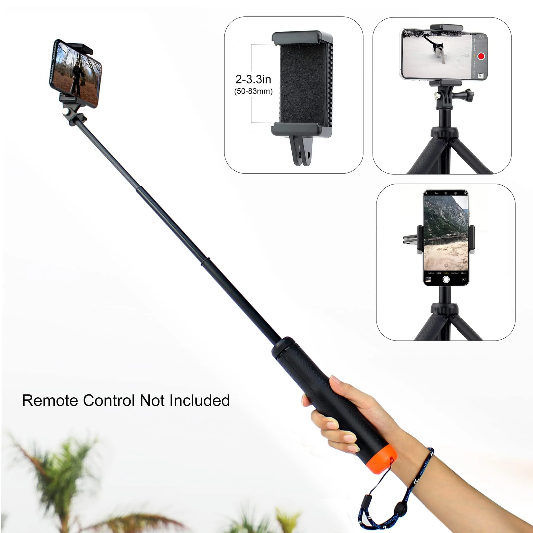 GEPULY Waterproof Telescopic Selfie Stick Floating Hand Grip Tripod for GoPro Hero 10 9 8 7 6 5 4 3 2, Fusion, Max, OSMO and Most Action Cameras - Features as Floating Pole, Hand Grip, Monopod, Tripod Floating Tripod Pole for Action Camera - Image 5