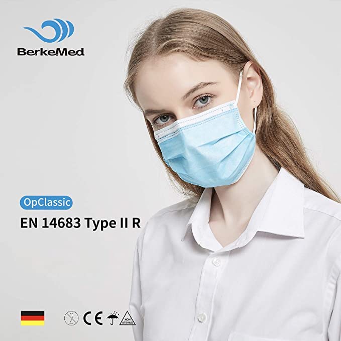 German Brand Masks, Mouth Guards, Disposable Masks, Surgical Masks According to EN 14683 IIR (Pack of 50) - Image 2